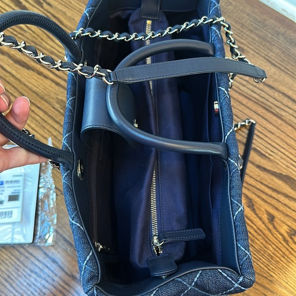 Chanel Denim Quilted Large Coco Handle Shopping Tote Blue - Picture 9 of 14